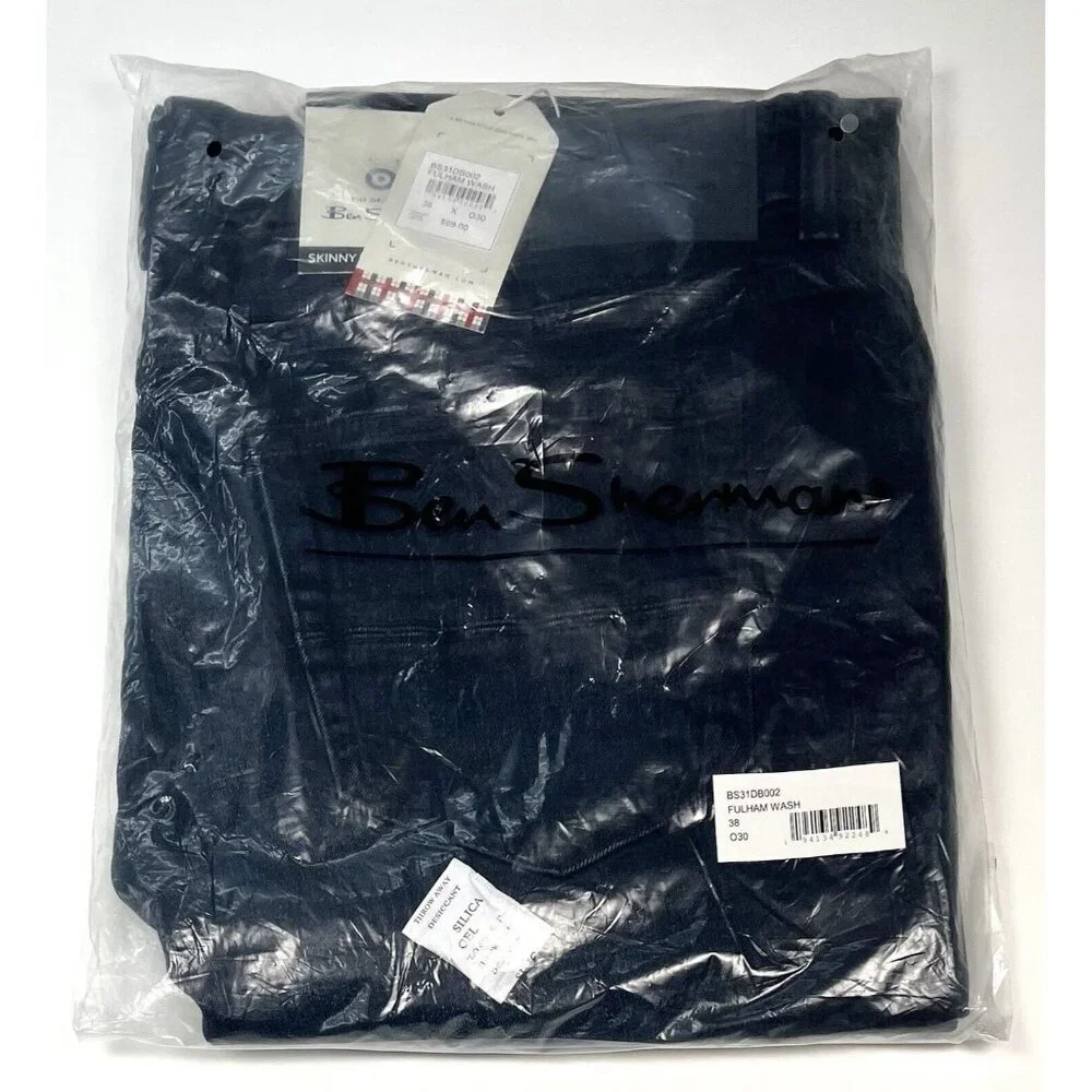 BEN SHERMAN Mens 38x30 Dark Fulham Wash Skinny Fit JEANS BS31DB002 NWT NEW $69